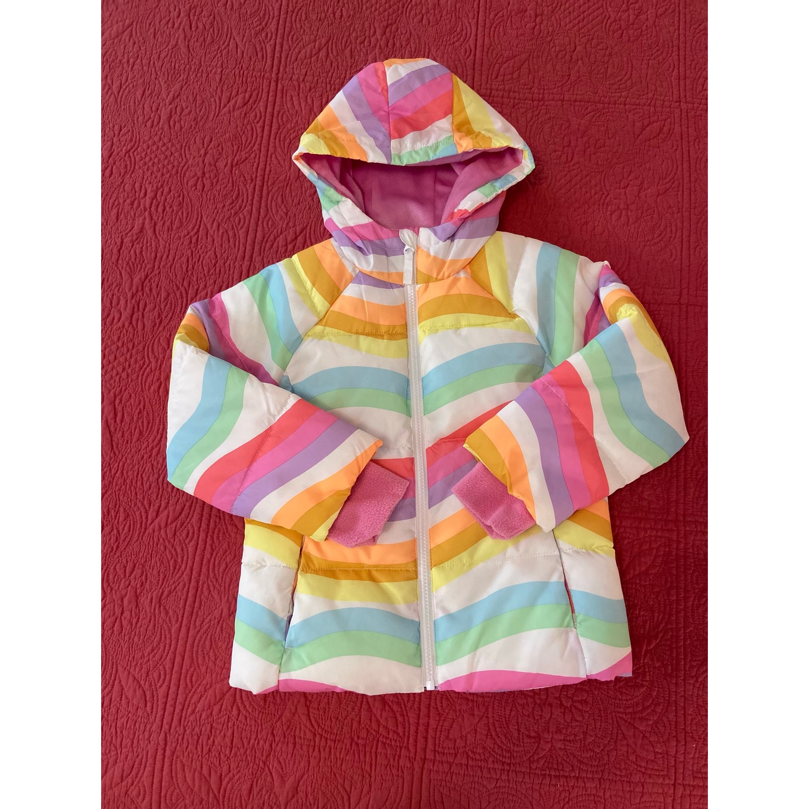 Swiss Tech Multi Color Stripe Child’s Hooded Puffer Coat